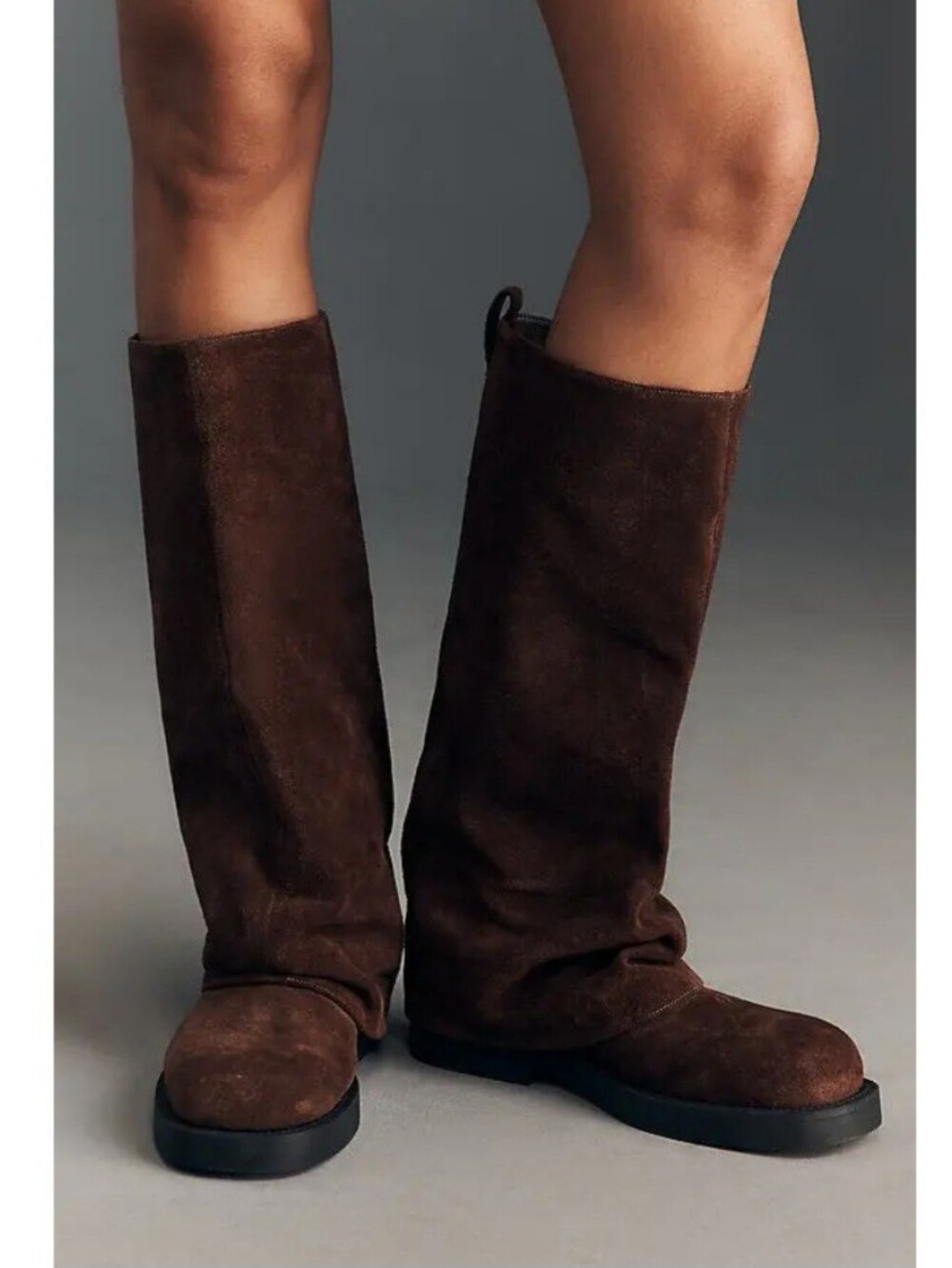 Schutz Knee High Boots 8.5 Brown Suede Keira Up Cloak Utility Chunky New $280